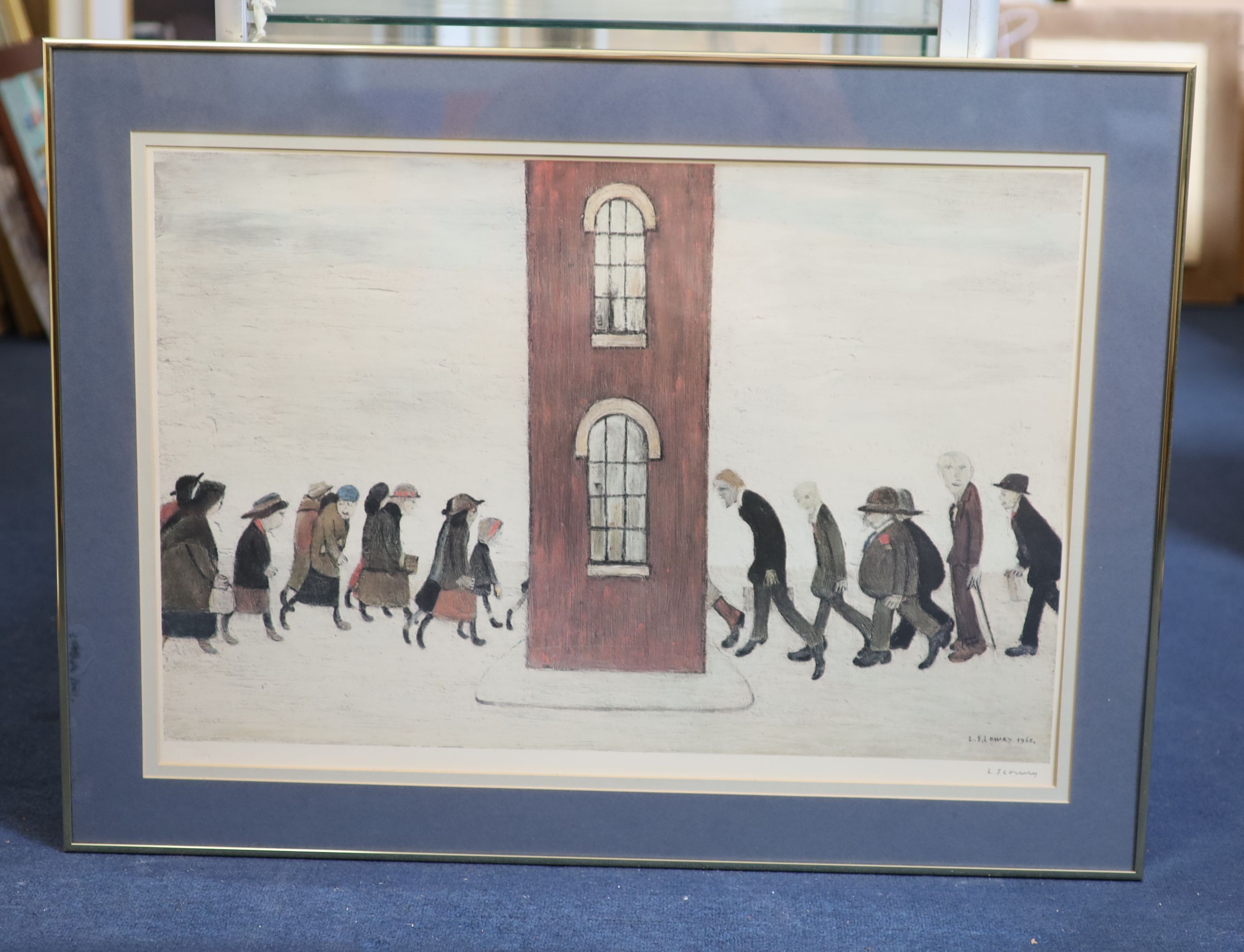 Laurence Stephen Lowry (1887-1976), 'Meeting Point', lithograph, 47 x 71cm.